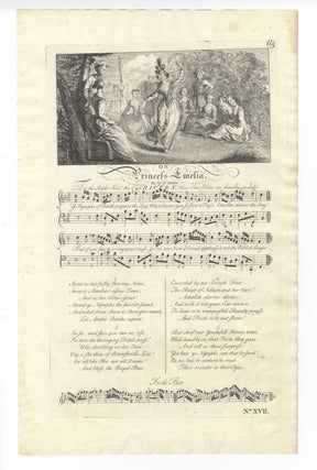 Item #36782 On Princess Emelia. Set by Dr. Greene. Plate 65 from George Bickham's The Musical...