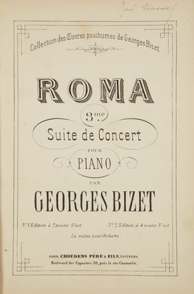 Item #36792 Roma 3me Suite de Concert pour Piano ... Collection des Oeuvres posthumes. Georges BIZET