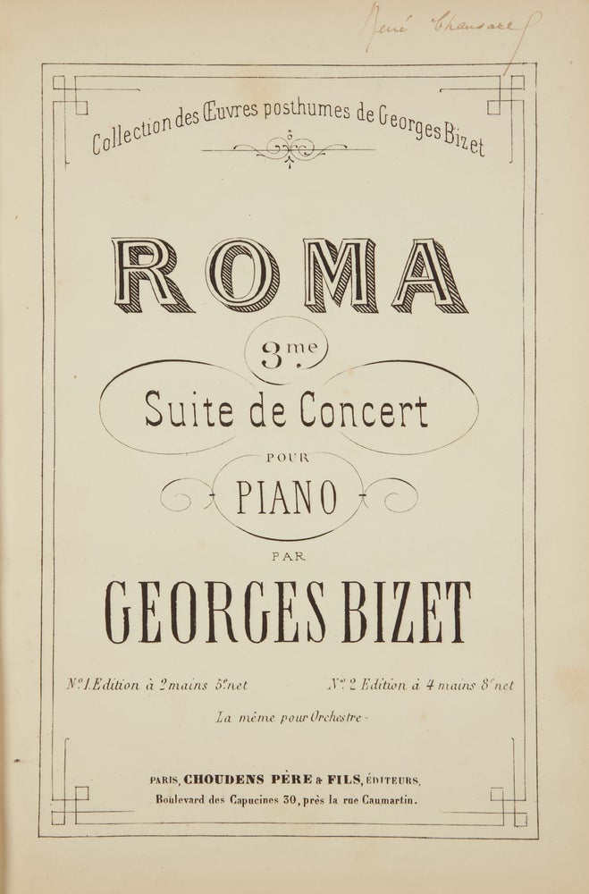 Item #36792 Roma 3me Suite de Concert pour Piano ... Collection des Oeuvres posthumes. Georges BIZET.