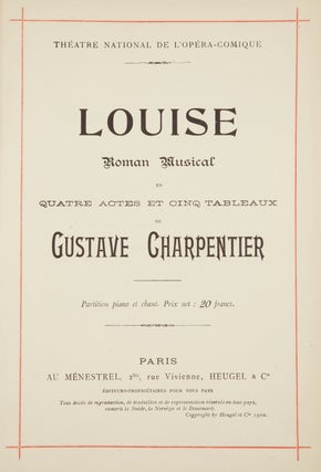 Item #36804 Louise Roman Musical en Quatre Actes et Cinq Tableaux ... Partition piano et chant....