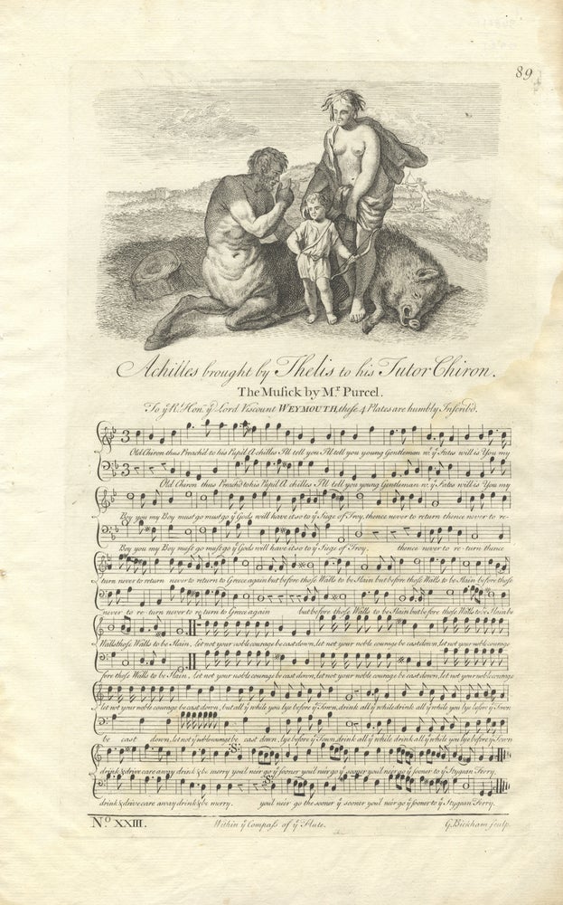 Item #36821 Achilles brought by Thelis to his Tutor Chiron. The Music by Mr. Purcel[!]. Plate 89 from George Bickham's The Musical Entertainer. Henry PURCELL.