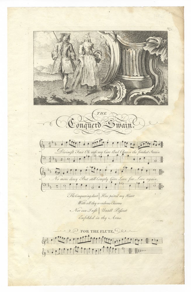 Item #36828 The Conquered Swain. Plate 95 from George Bickham's The Musical Entertainer. ENGLISH ILLUSTRATED VOCAL MUSIC - 18th Century.