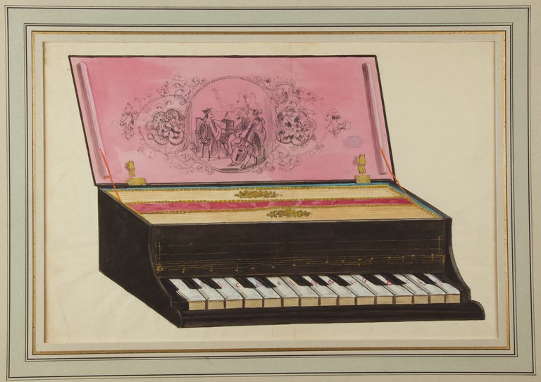 Item #37111 Original 19th century drawing of a toy piano. MUSICAL INSTRUMENTS - 19th Century - French - Piano.