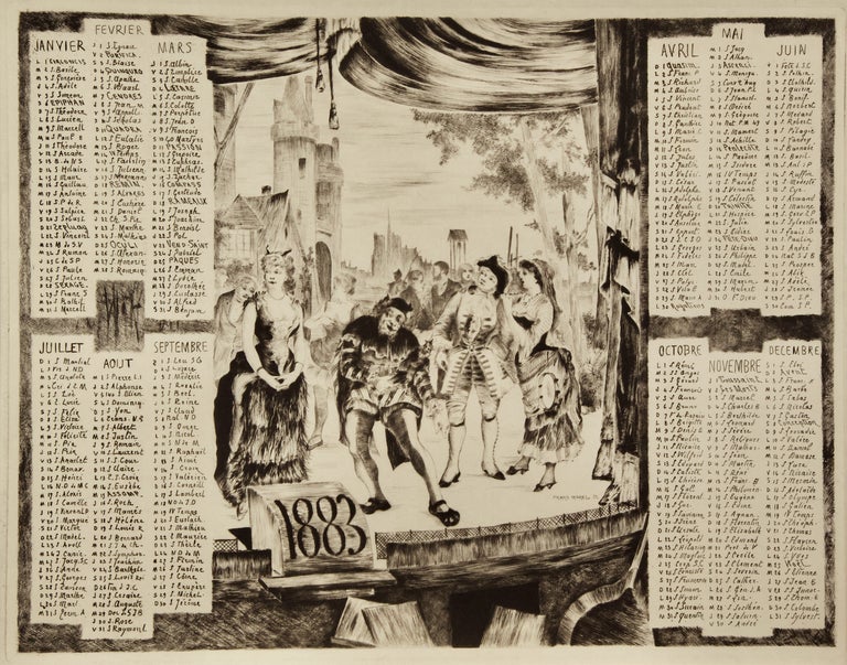 Item #37162 Calendar for the year 1883. Etching and drypoint. Giuseppe VERDI, - Rigoletto.