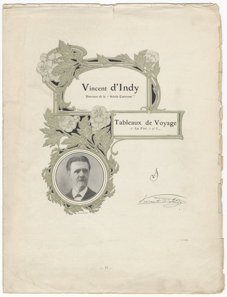 Item #37312 Tableaux de Voyage 1o Lac Vert. [Solo piano]. Vincent D'INDY.