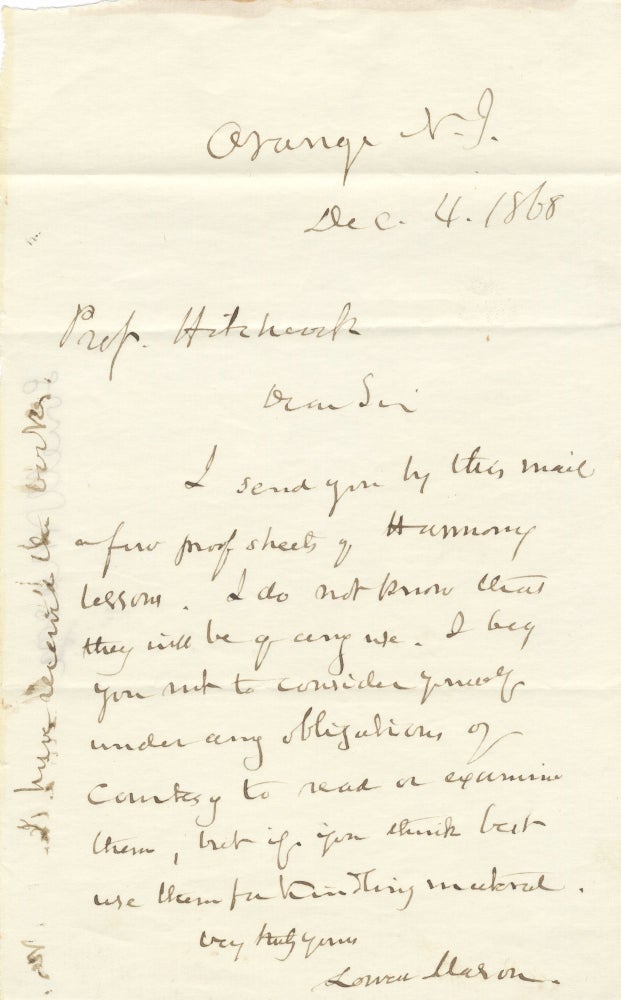 Item #39042 Autograph letter signed in full. Lowell MASON.