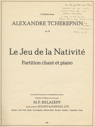 Item #39140 Le Jeu de la Nativité Partition chant et piano ... À Mathilde Amos. Alexander...