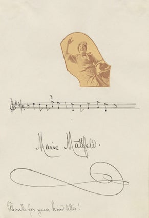 Item #39159 Autograph musical quotation in the hand of the German soprano with autograph...
