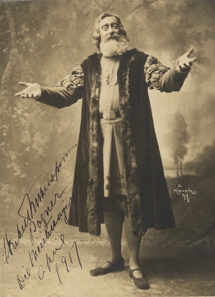 Item #39164 Fine full-length Mishkin photograph of the noted American bass in role portrait as Pogner in Wagner's Die Meistersinger von Nürnberg with autograph signature. Herbert WITHERSPOON.