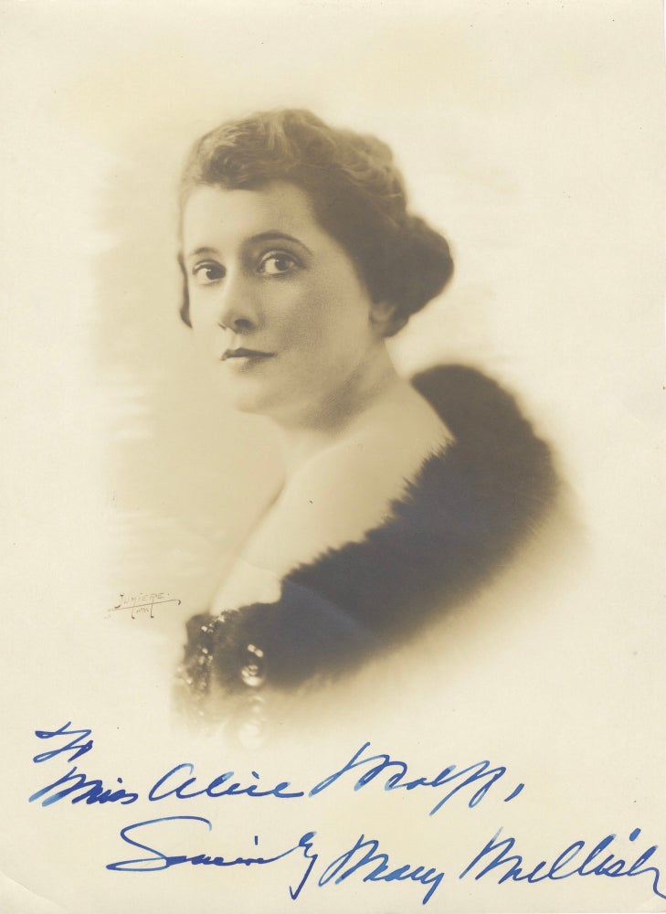Item #39172 Large bust-length photograph of the American soprano with autograph signature. Mary MELLISH.