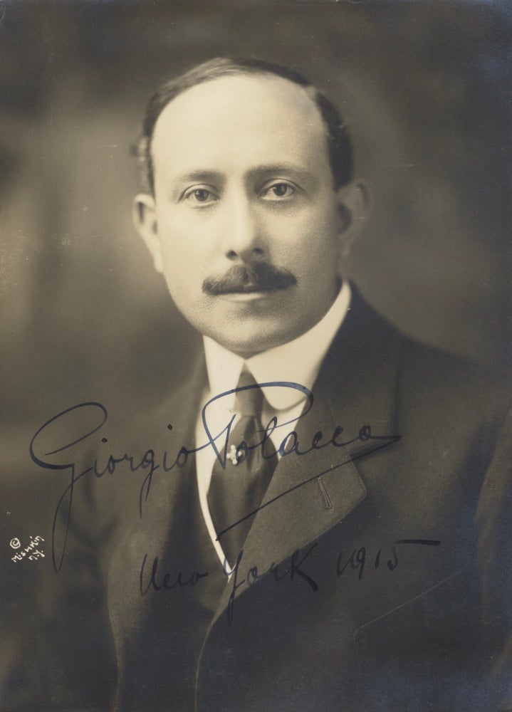 Item #39175 Bust-length Mishkin photograph of the operatic conductor in formal dress with autograph signature. Giorgio POLACCO.