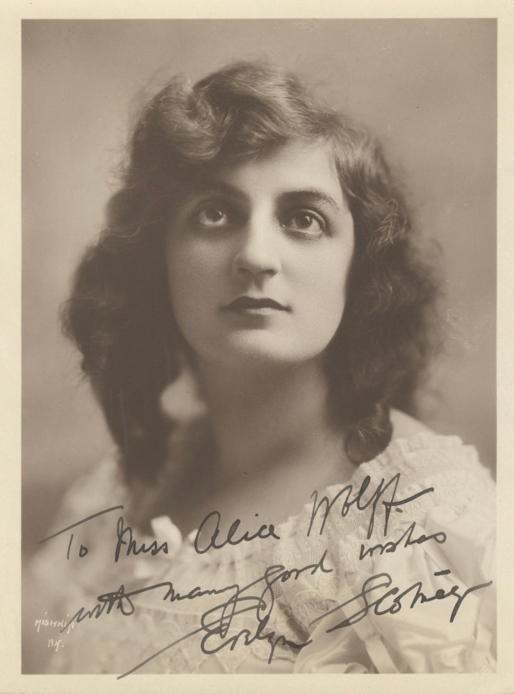 Item #39184 Bust-length Mishkin photograph of the Australian soprano with autograph signature. Evelyn SCOTNEY.