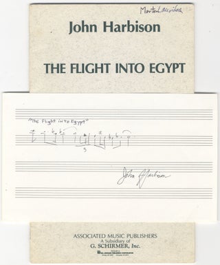 Item #39235 Autograph musical quotation from "The Flight into Egypt" John b. 1938 HARBISON