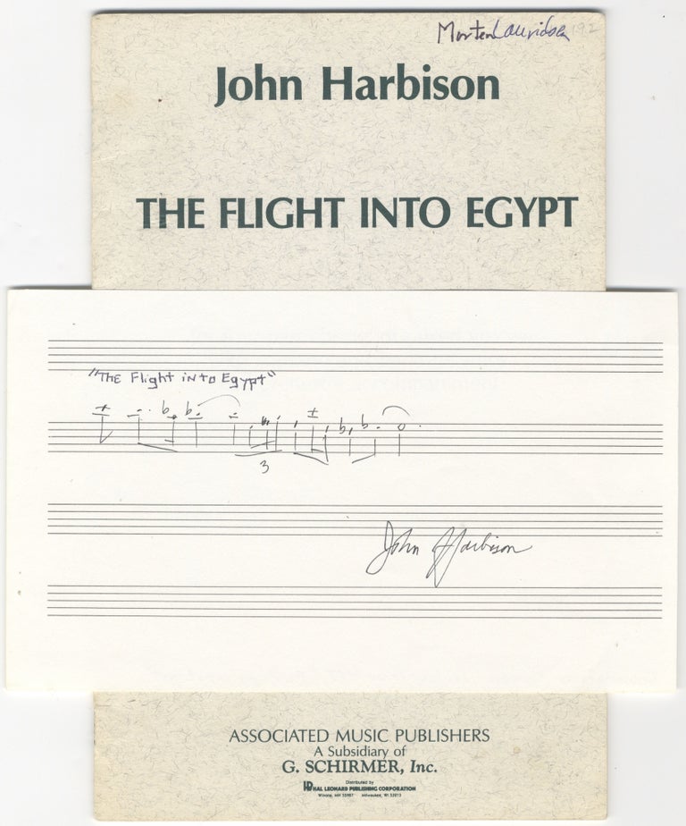 Item #39235 Autograph musical quotation from "The Flight into Egypt" John b. 1938 HARBISON.