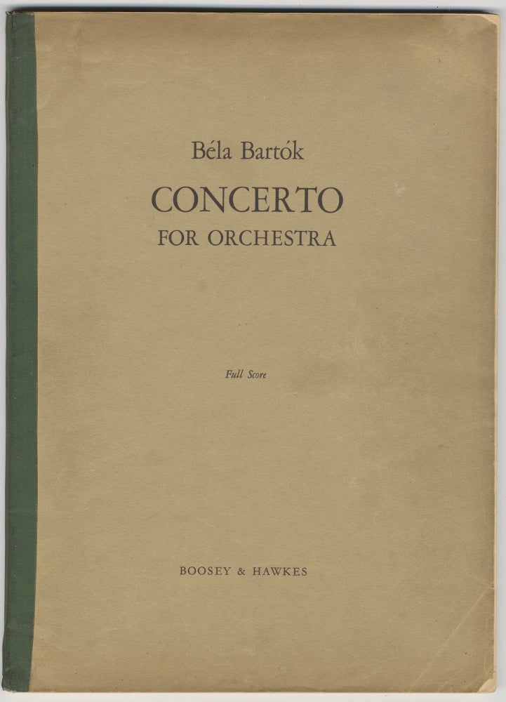 Item #39252 Concerto for Orchestra. [Full score]. Béla BARTÓK.