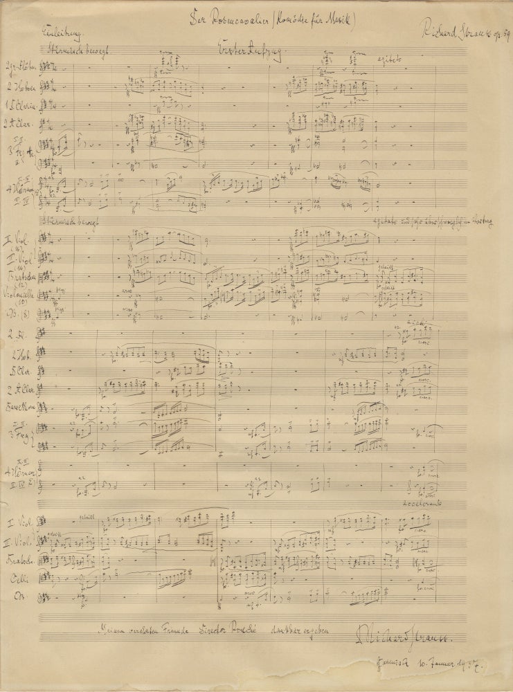 Item #39280 Der Rosencavalier (Komödie für Musik) ... Op. 59. Autograph musical manuscript full score. [?]1910-11. Richard STRAUSS.