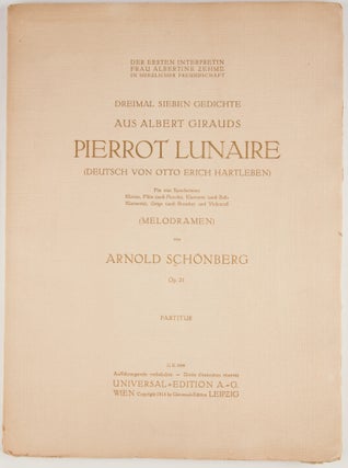 Item #39304 Dreimal sieben Gedichte aus Albert Girauds Pierrot Lunaire (Deutsch von Erich Otto...