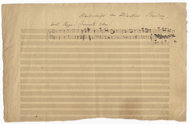 Item #39309 Autograph musical sketchleaf from the composer's opera, Benvenuto Cellini. Hector BERLIOZ.