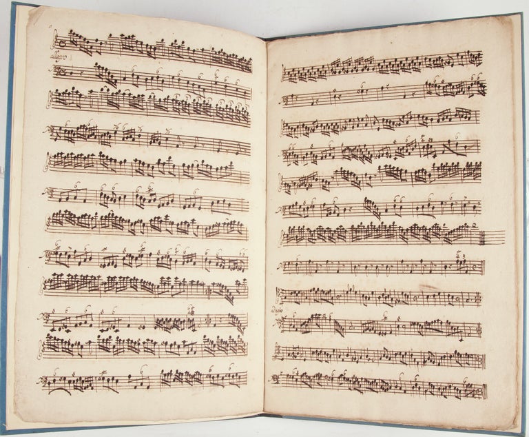 Item #39322 Eight pairs of adagios and allegros for solo violin and continuo. Musical manuscript score. Ca. 1750. ANON.