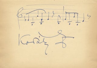 Item #39348 Autograph musical quotation signed from the composer's Singspiel, Háry János....