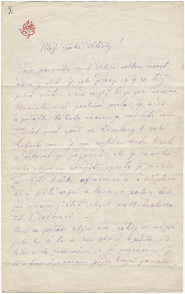 Item #39365 Autograph letter signed "Bedř. Smetana" to his daughters. Bedřich SMETANA.