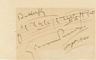 Item #39372 Autograph musical quotation from the composer's opera, Madama Butterfly, signed...