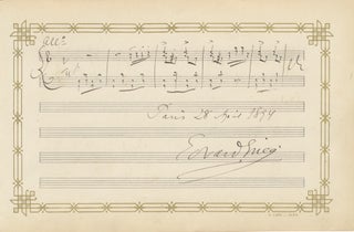 Item #39378 Autograph musical quotation from the composer's Piano Concerto in A minor, op. 16....
