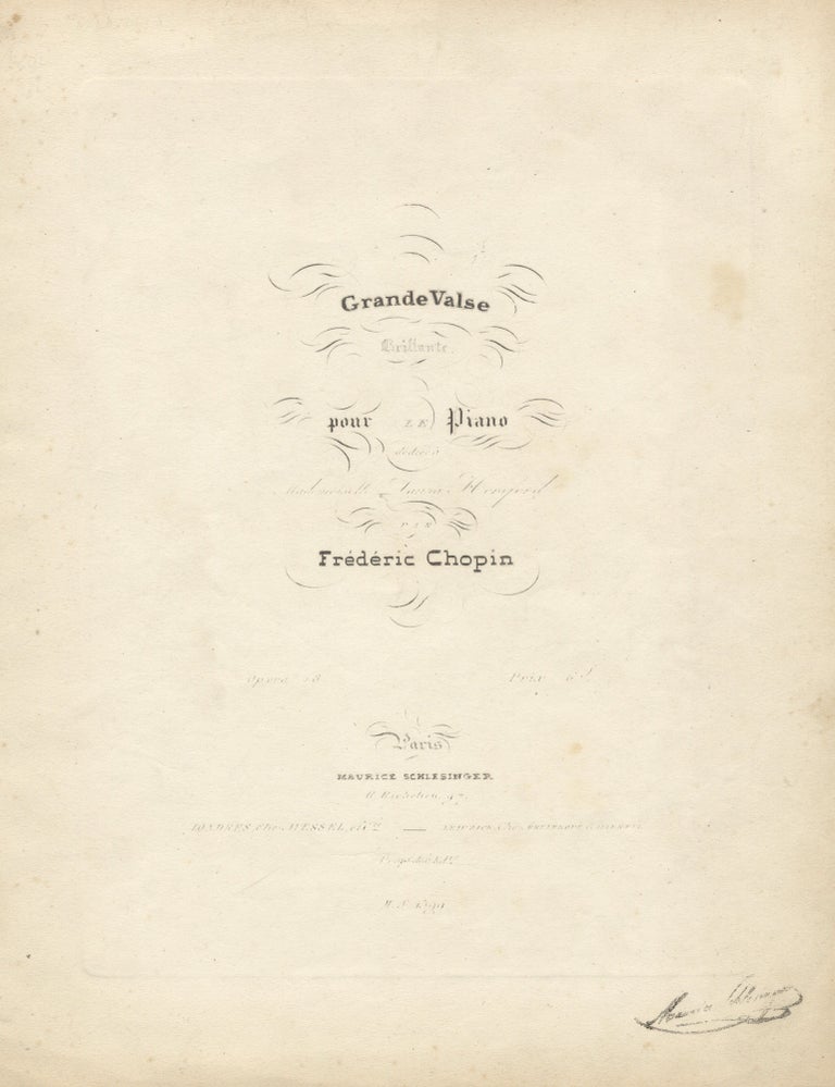 Item #39398 Grande Valse Brillante pour le Piano dédiéé[!] à Mademoiselle Laura Horsford par Frédéric Chopin. Opera: 18. Prix 6f. ... Propé. des Edrs. Frédéric CHOPIN.