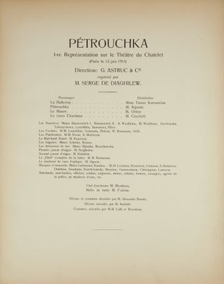 Pétrouchka Scènes Burlesques en 4 Tableaux d'Igor Strawinsky et Alexandre Benois. Partition d'Orchestre. [Full score]