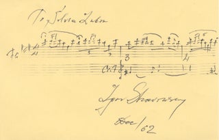 Item #39422 Autograph musical quotation from The Rite of Spring [Le Sacre du Printemps]. Igor...