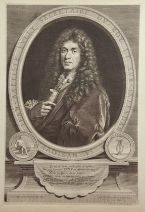 Item #39425 Fine large half-length portrait engraving by Jean-Louis Roullet (1645-1699) after...