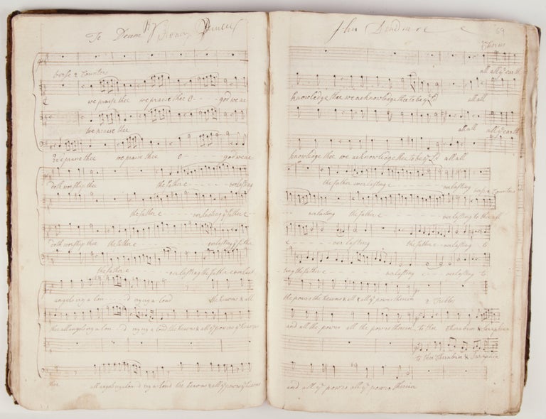 Item #39427 Musical manuscript collection of 23 anthems and other liturgical vocal music including Purcell's Te Deum. Henry PURCELL.