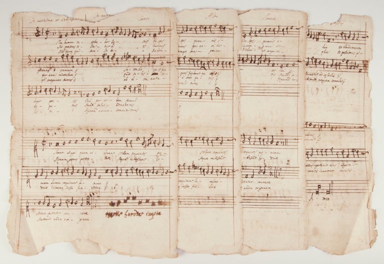 Item #39441 Manuscript musical settings of sacred works for 4 voices. Complete set of parts for Canto, Alto, Tenor, and Bass. Italian, ca. 1620-25. VOCAL MUSIC - Sacred - Early 17th Century - Manuscript.