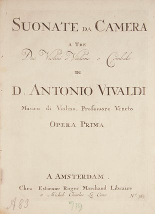 Item #39442 Suonate da Camera a Tre Due Violini e Violone o Cembalo ... Opera. Antonio VIVALDI