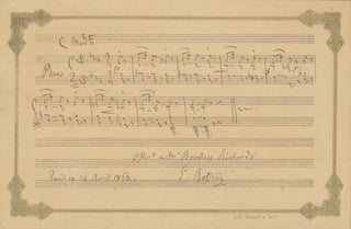 Item #39445 Lengthy autograph musical quotation signed ("G. Rossini") from a work for piano....