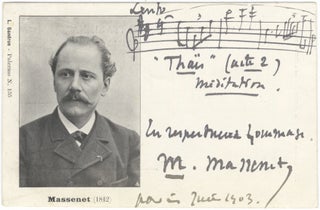 Item #39449 Autograph musical quotation signed ("M. Massenet") from Thaïs. Jules MASSENET