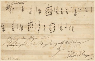 Item #39462 Autograph musical quotation from the "Pilgrims' Chorus" from Act III, scene I of the...