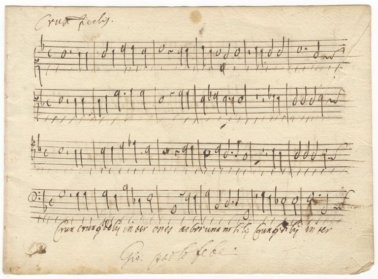 Item #39479 Crux fidelis. Manuscript musical setting for 4 voices in score. Italian, first half of the 17th century. VOCAL MUSIC - Sacred - Early 17th Century - Manuscript.