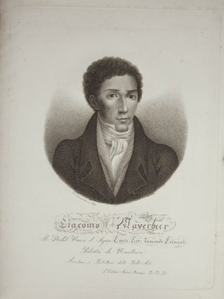 Small archive consisting of an autograph musical quotation from the composer's grand opera, L'Africaine; an autograph letter; and a total of 8 engraved and lithographic portraits