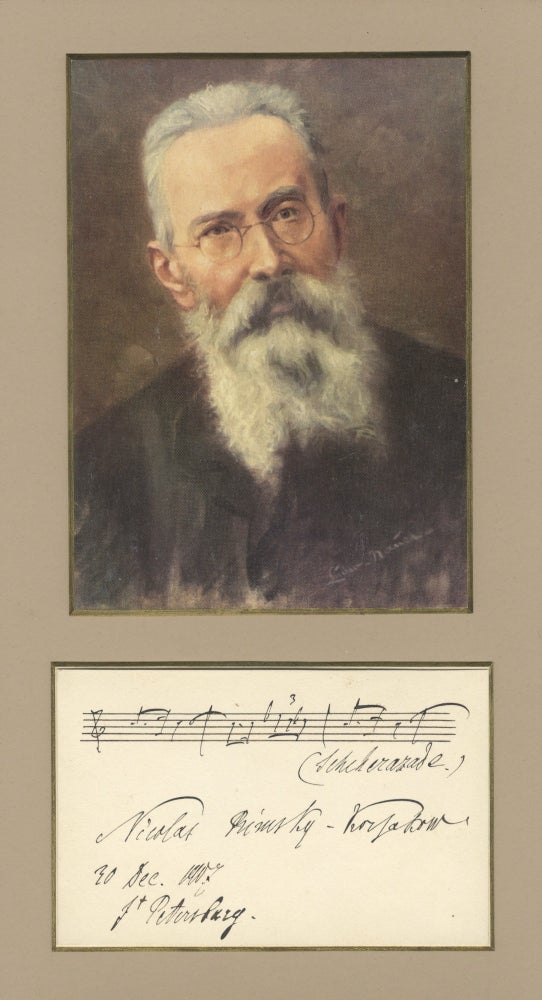 Item #39488 Autograph musical quotation signed from the composer's symphonic suite, Sheherazade, Op. 35. Nikolay Andreyevich RIMSKY-KORSAKOV.