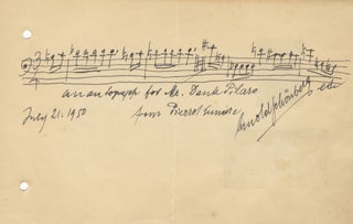 Item #39502 Autograph musical quotation from the composer's melodrama Pierrot Lunaire, op. 21....