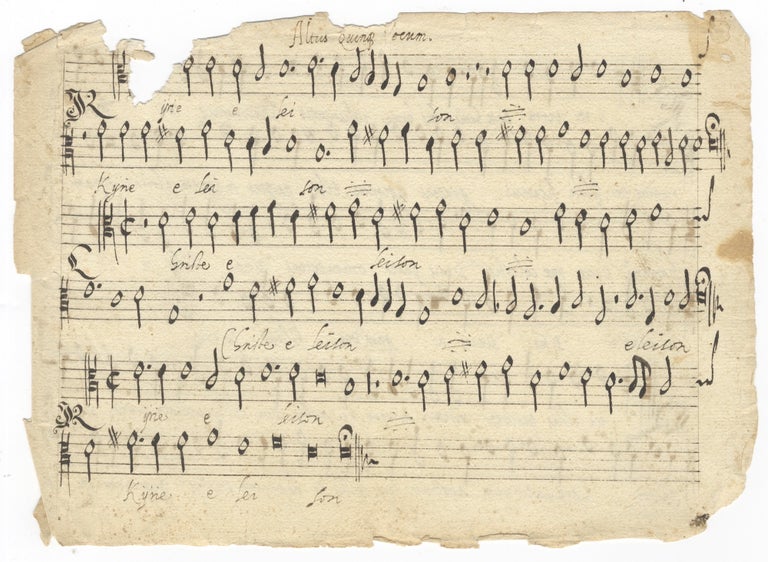 Item #39522 Manuscript musical settings for 5 voices. Altus part only. Italian, first half of the 17th century. VOCAL MUSIC - Sacred - Early 17th Century - Manuscript.