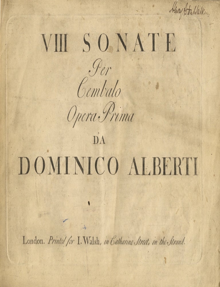 Item #39534 VIII Sonate Per Cembalo Opera Prima. Domenico ALBERTI.