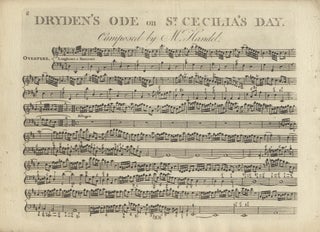 Item #39732 Dryden's Ode on St. Cecilia's Day. [Vocal score with figured bass]. George Frideric...