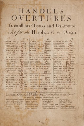 Item #39733 Handel's Overtures from all his Operas and Oratorios Set for the Harpsicord or....