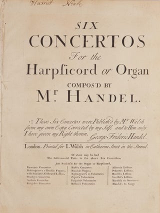 Item #39739 Six Concertos for the Organ and Harpsichord: Also For Violins, Hautboys, and other...