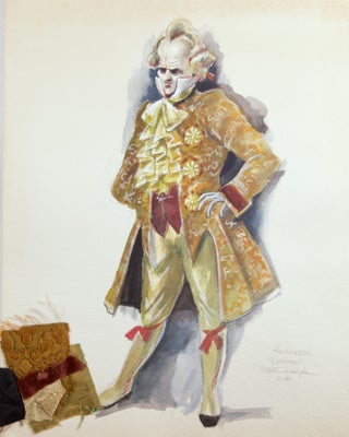 Item #39914 Everyman. A 15th century English Morality Play. 3 large original watercolor costume...