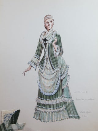 Another Part of the Forest. A play with incidental music by Marc Blitzstein. 4 large original costume designs in watercolor by noted American artist Robert Perdziola (born 1961), each titled, signed, and dated in pencil March 1982 by the artist