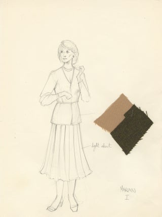 Absurd Person Singular. Play in 3 acts. 17 original preparatory costume design sketches in pencil by noted American artist Robert Perdziola (born 1961), Unsigned and undated, but ca. 1990