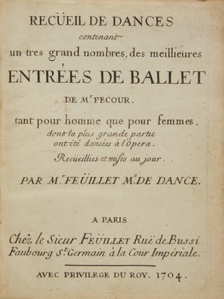 Item #40188 Recüeil de Dances contenant un tres grand nombres, des meillieures Entrées de...